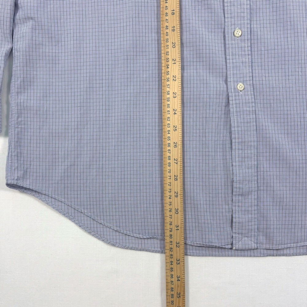 Ralph Lauren Yarmouth Mens 18 36/37 Blue White Micro Check Cotton Shirt Long Slv - Picture 9 of 14